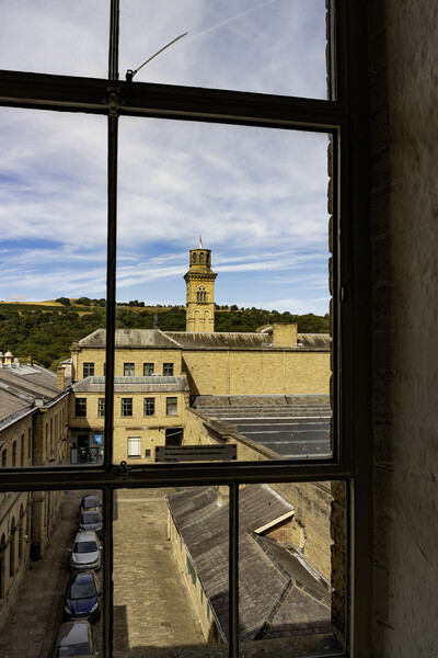 View through t'mill window Picture Board by Glen Allen