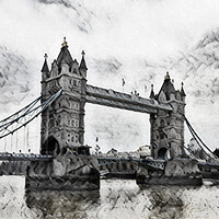 Buy canvas prints of Tower Bridge Pencil Sketch by Glen Allen