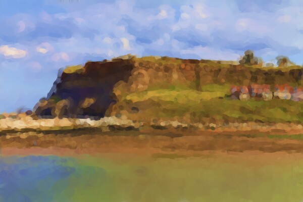 Whitby Cliffs - Modern Painting Effect Picture Board by Glen Allen