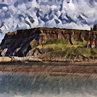 Buy canvas prints of Whitby Cliffs - Pencil Sketch I by Glen Allen