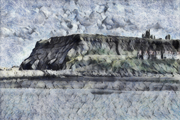 Whitby Cliffs - Pencil Sketch II Picture Board by Glen Allen