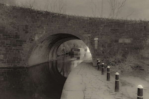 Bridge 18 Rochdale Canal Sepia Picture Board by Glen Allen