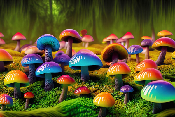 Fantasy Mushroom Land - AI Generated Picture Board by Glen Allen