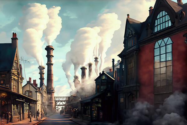 Steampunk Victorian Street 01 Picture Board by Glen Allen