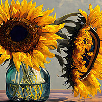 Buy canvas prints of A vase of Sunflowers by Glen Allen