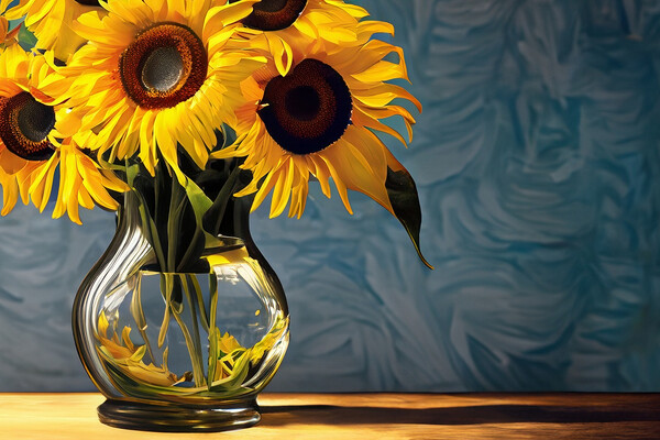 A Vase of Sunflowers 02 Picture Board by Glen Allen