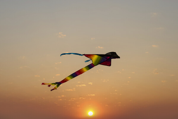 Kite Flying at Sunset Picture Board by Glen Allen
