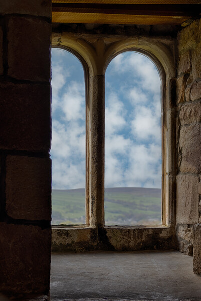 Skipton Castle - View Through Medieval Windows 02 Picture Board by Glen Allen