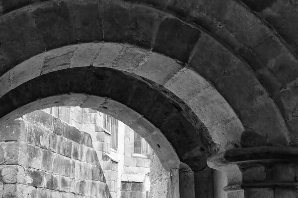 Skipton Castle Archway - Mono Picture Board by Glen Allen