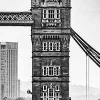 Buy canvas prints of South Bank Tower - Tower Bridge Mono 2023 by Glen Allen