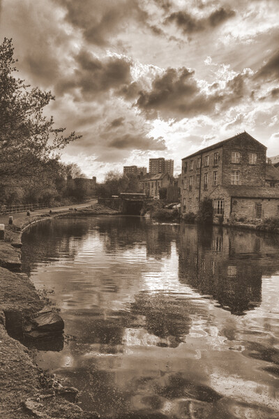 Sowerby Bridge Canal Scene Picture Board by Glen Allen