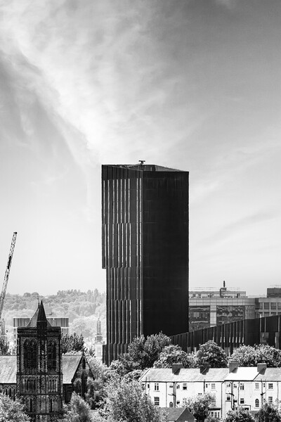 Broadcasting Tower Leeds - Mono Picture Board by Glen Allen