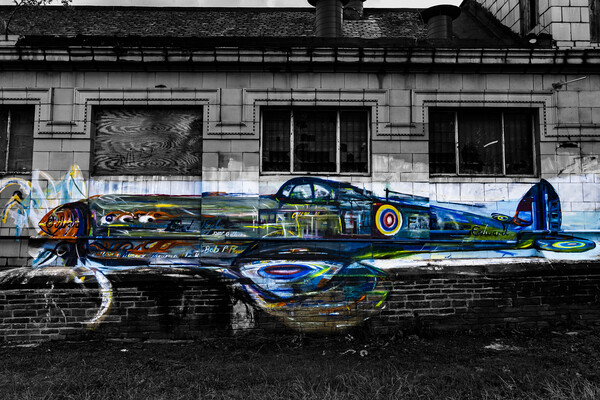 Grafitti Spitfire Picture Board by Glen Allen