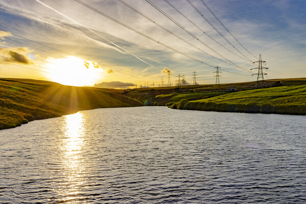 Power lines over Baiting's Reservoir Picture Board by Glen Allen