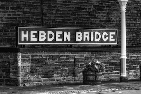 Hebden Bridge - Mono Picture Board by Glen Allen