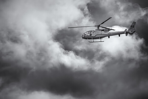 RAF Chopper - Black & White Picture Board by Glen Allen