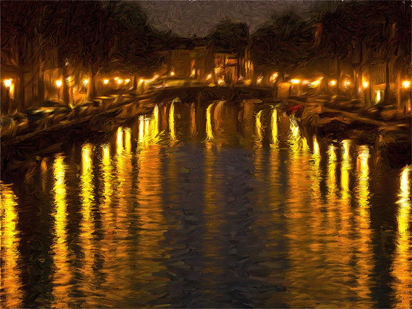 Amsterdam Canal Oil Painting Effect Picture Board by Glen Allen