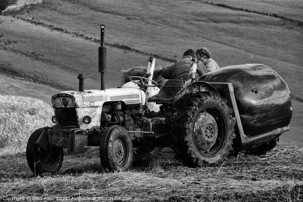 Tractor - mono Picture Board by Glen Allen