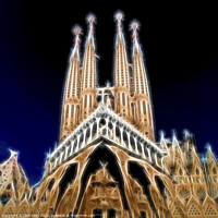 Buy canvas prints of Sagrada Familia Neon by Glen Allen