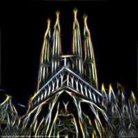 Buy canvas prints of Sagrada Familia Neon Abstract  by Glen Allen