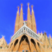 Buy canvas prints of Sagrada Familia Daylight Neon - Abstract  by Glen Allen
