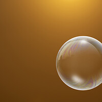 Buy canvas prints of Soapy Bubble Abstract on a sunset background by Glen Allen