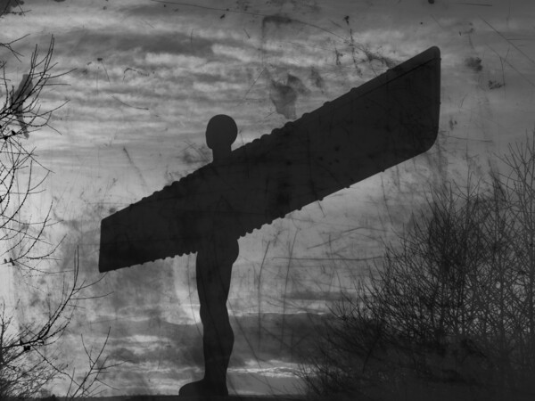Angel of the North Grunge Black and White Picture Board by Glen Allen