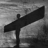 Buy canvas prints of Angel of the North Grunge Black and White by Glen Allen
