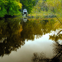 Buy canvas prints of The Boathouse, Concord River by Stephen Maxwell