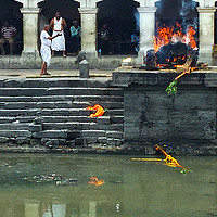 Buy canvas prints of Cremation Site, Pashupatinath Temple by Stephen Maxwell