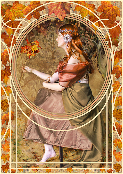 Falling Leaves,, Art Nouveau Picture Board by John Edwards
