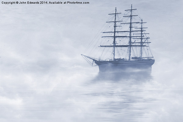 Morning Mists Cyanotype Picture Board by John Edwards