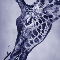 Buy canvas prints of Fractal Giraffe Duotone by John Edwards