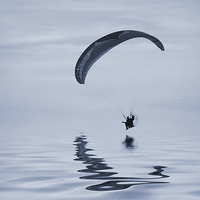Buy canvas prints of Powered paraglider cyanotype by John Edwards