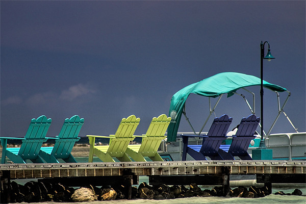 Adirondack chairs, Coyaba, Mahoe Bay, Jamaica. Picture Board by John Edwards