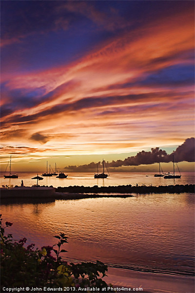 Crown Point Sunset, Tobago, West Indies Picture Board by John Edwards