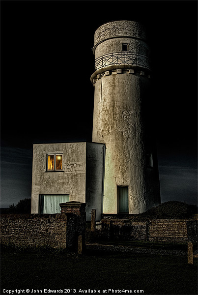 Hunstanton Lighthouse at night Picture Board by John Edwards