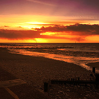 Buy canvas prints of Sunset, Hunstanton Beach, Norfolk by John Edwards