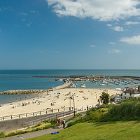 Buy canvas prints of Lyme Regis Beach and Harbour, Dorset by John Edwards