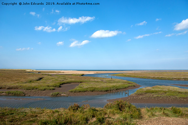 Thornham Creek and the sea Picture Board by John Edwards