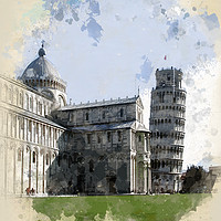 Buy canvas prints of The Duomo and The Leaning Tower by John Edwards
