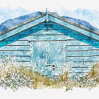 Buy canvas prints of The Blue Beach Hut by John Edwards
