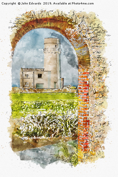 Old Hunstanton Lighthouse from St Edmunds Chapel Picture Board by John Edwards
