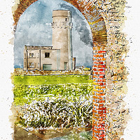 Buy canvas prints of Old Hunstanton Lighthouse from St Edmunds Chapel by John Edwards
