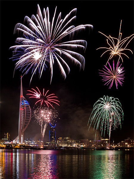 Spinnaker Tower Fireworks Framed Mounted Print by Sharpimage NET