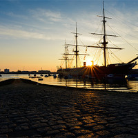 Buy canvas prints of HMS Warrior Sunset by Sharpimage NET