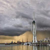 Buy canvas prints of Spinnaker Tower Storm - 1 by Sharpimage NET