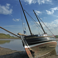 Buy canvas prints of  Boat on beach at Almouth by David Irving