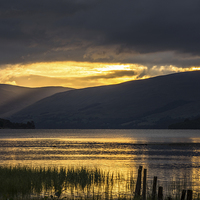 Buy canvas prints of  Crepuscular rays over Loch Tay by David Irving