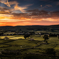 Buy canvas prints of Sunset overlooking the village of Hawes in the Yor by David Irving